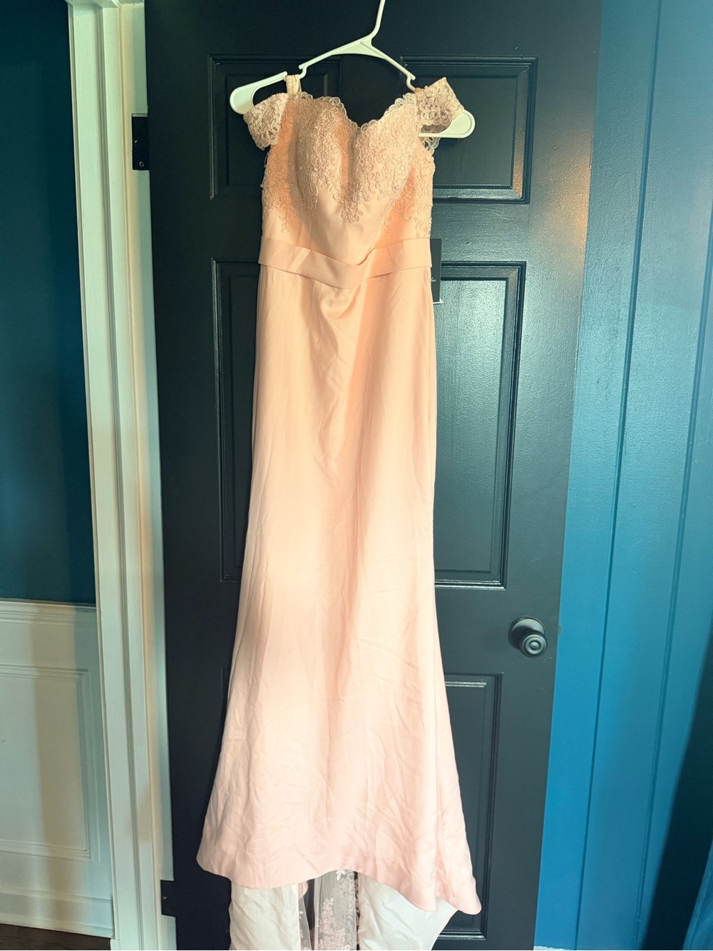 Blush Lace Bodice Prom Gown - Women Dresses